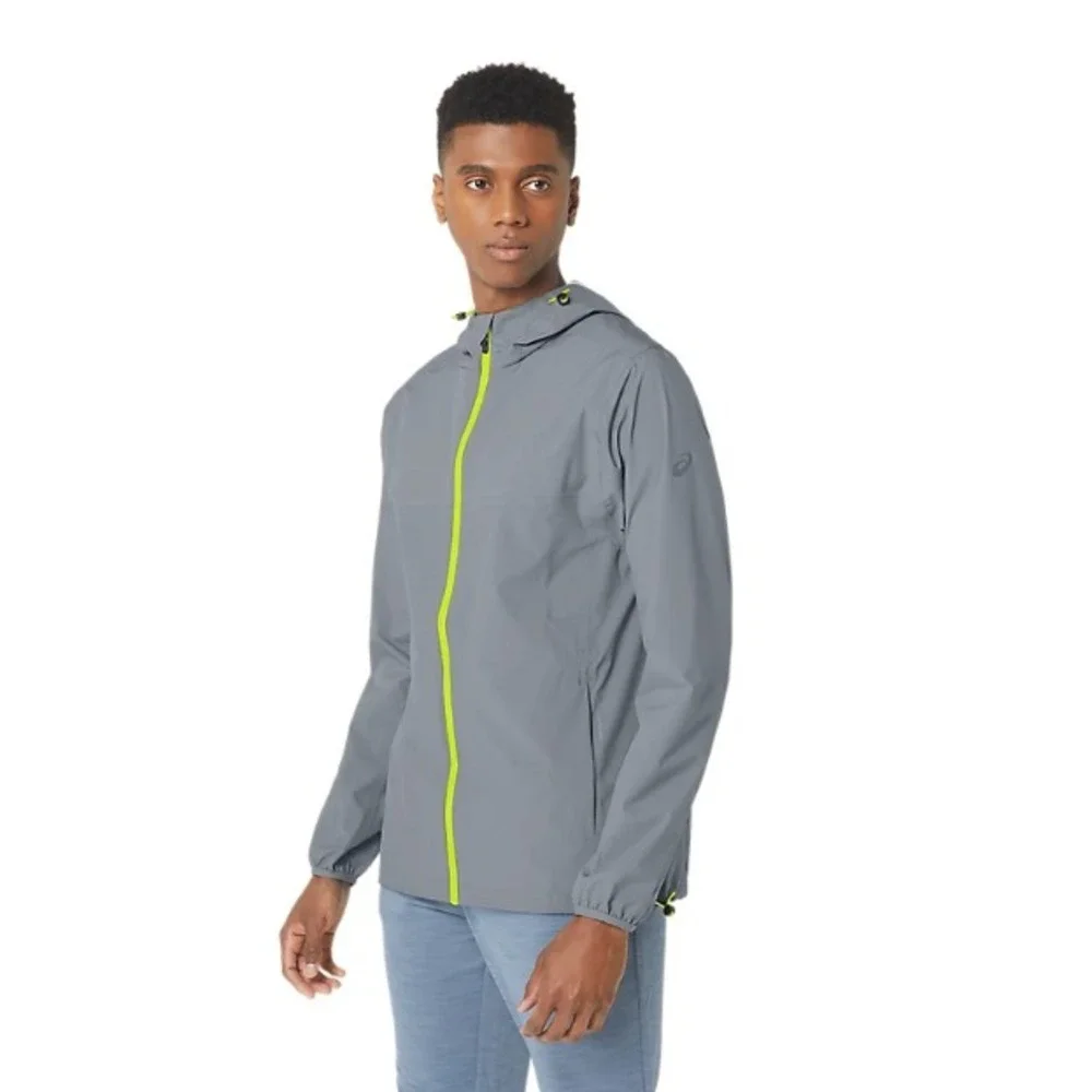 ASICS® (Men's 2XL) Waterproof Jacket in Sheet Rock/Lime Zest - $110